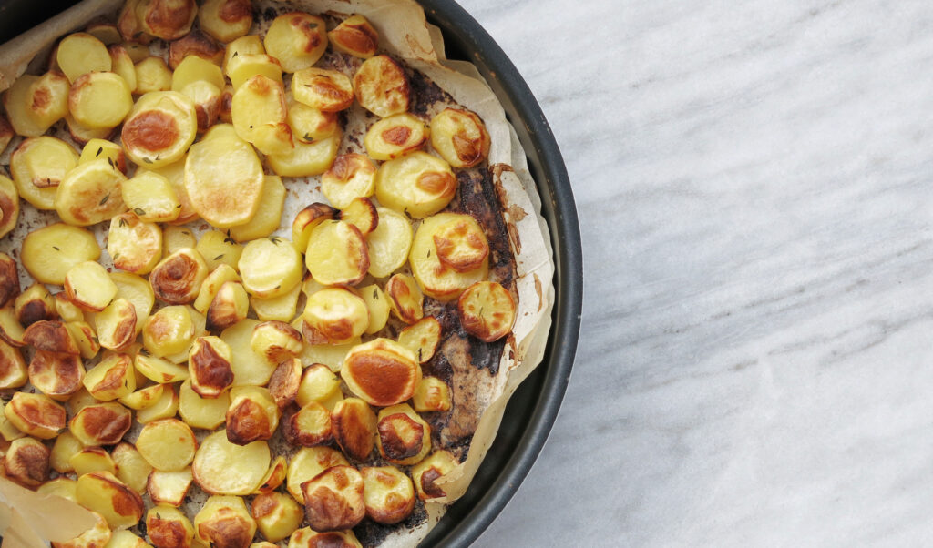 baked potatoes in a pan